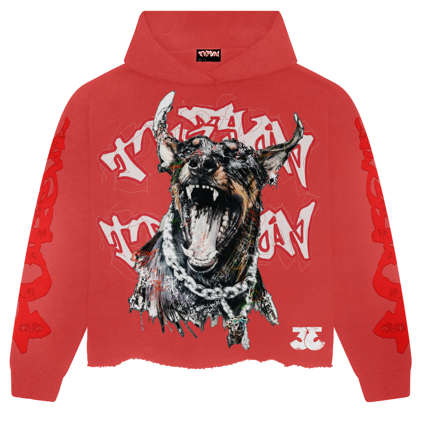 Red TRӠYON Oversized Hoodie (Unisex)