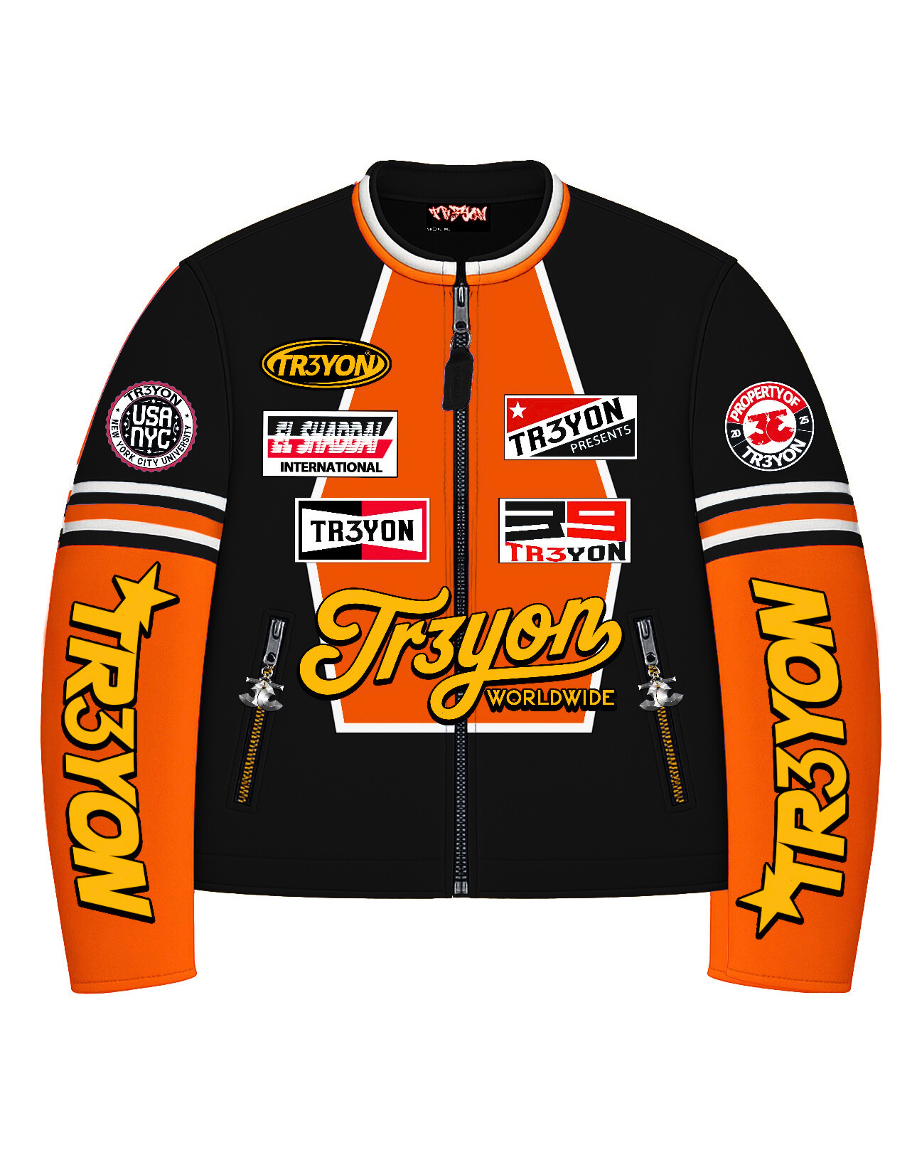 TRӠYON Leather Biker Jacket - Onyx