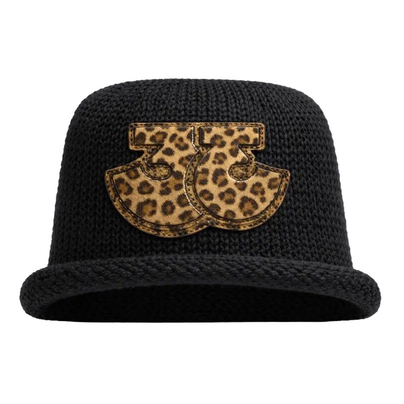 TRӠYON Leopard Knit Bucket Hat - Onyx