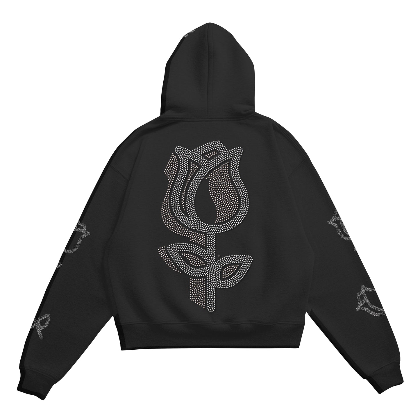 Black TRӠYON “Rhinestone Rose” Hoodie (Unisex)
