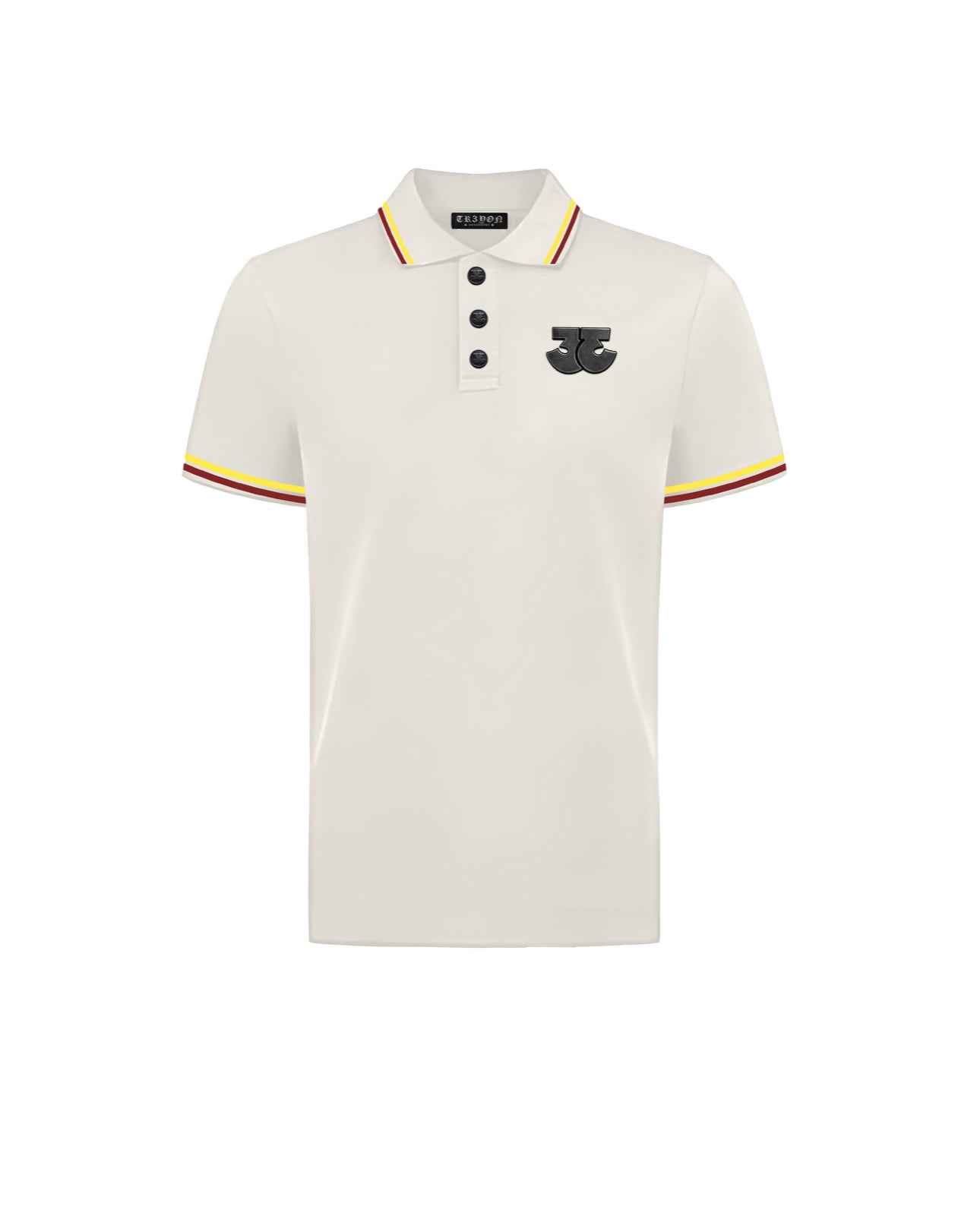 TRӠYON Heritage Trim Cotton Piqué Polo - Ecru