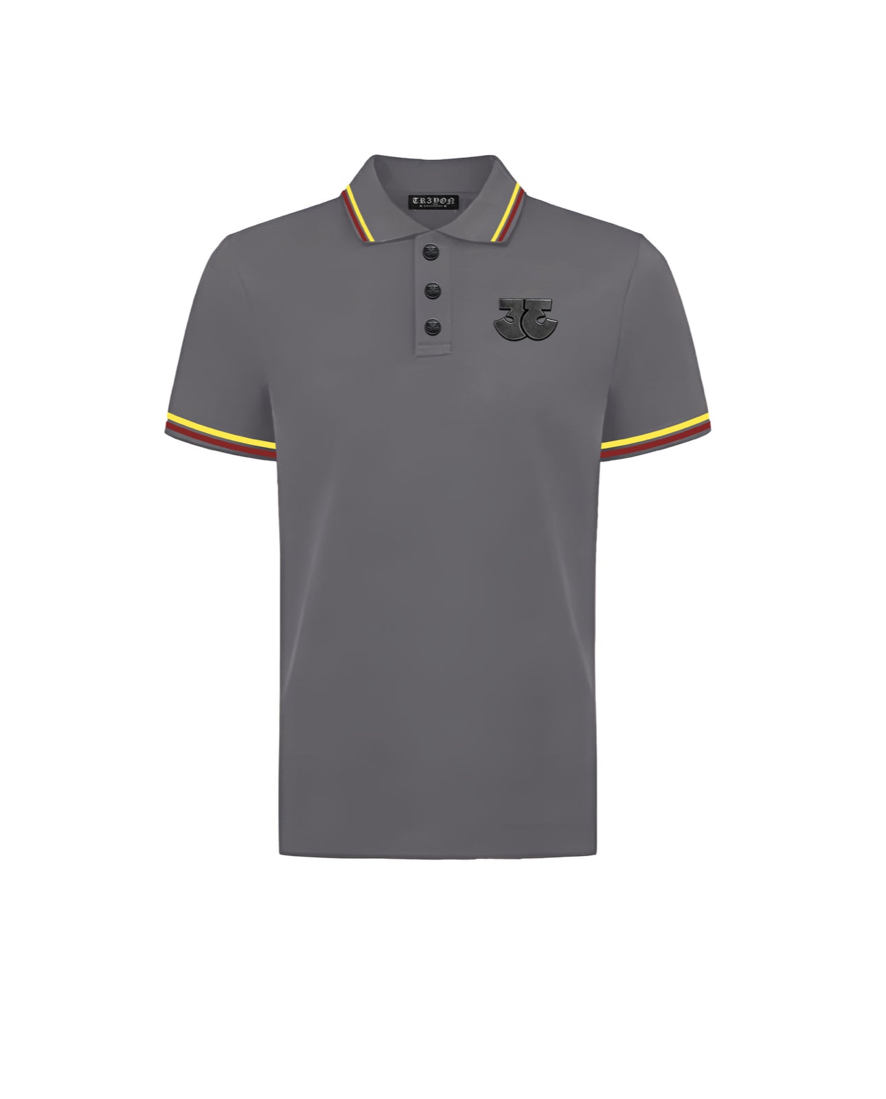 TRӠYON Heritage Trim Cotton Piqué Polo - Anthracite