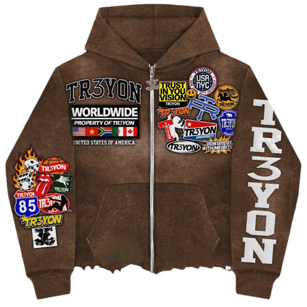 Brown "Patch" TRӠYON Jacket (Unisex)