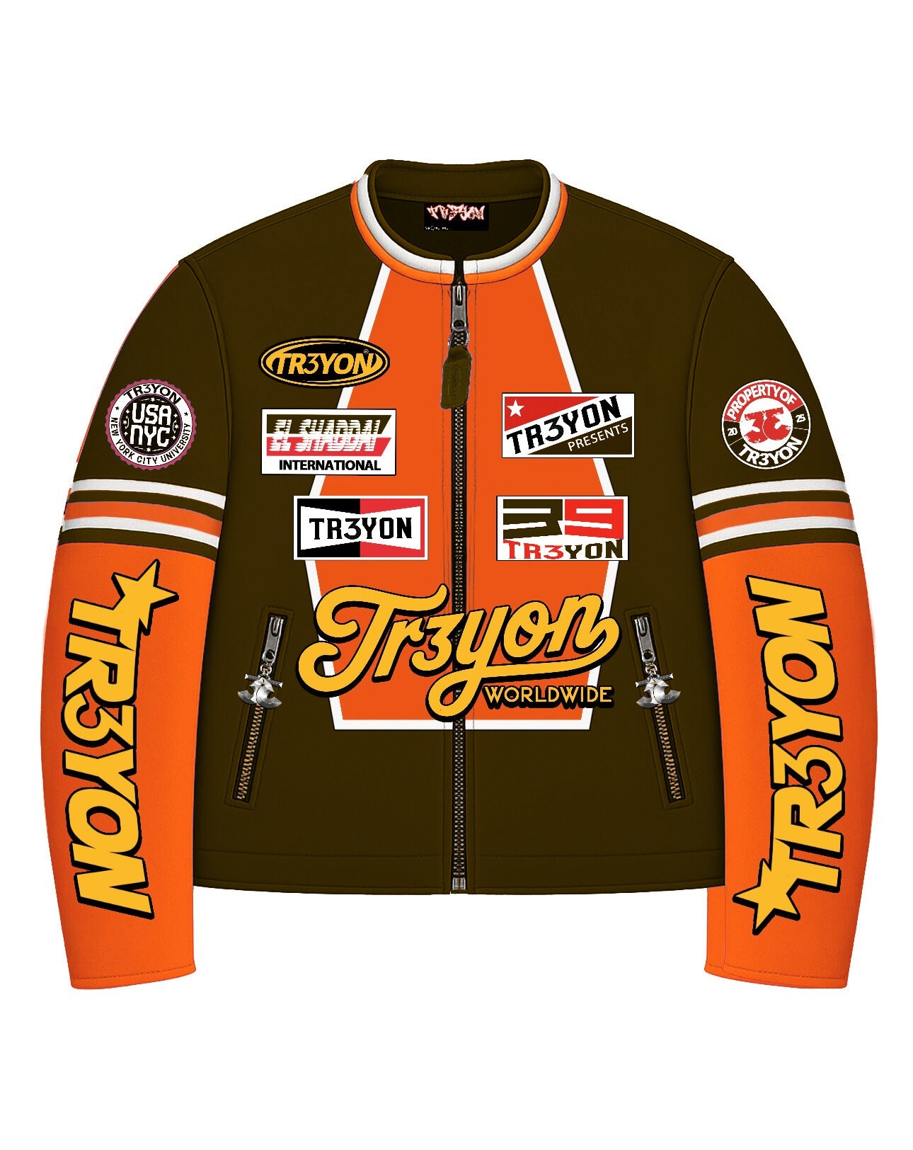 TRӠYON Leather Biker Jacket - Chocolate Espresso