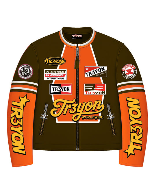 TRӠYON Leather Biker Jacket - Chocolate Espresso