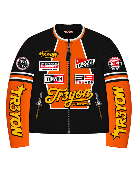 TRӠYON Leather Biker Jacket - Onyx