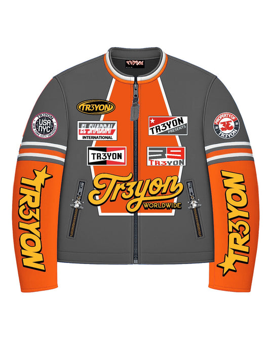 TRӠYON Leather Biker Jacket - Smoked Stone