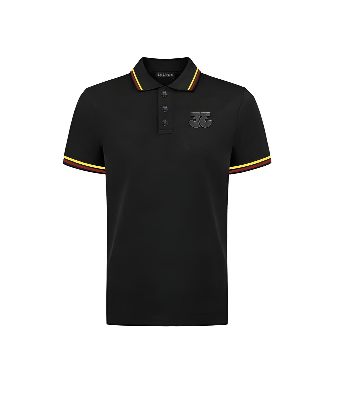 TRӠYON Heritage Trim Cotton Piqué Polo - Onyx