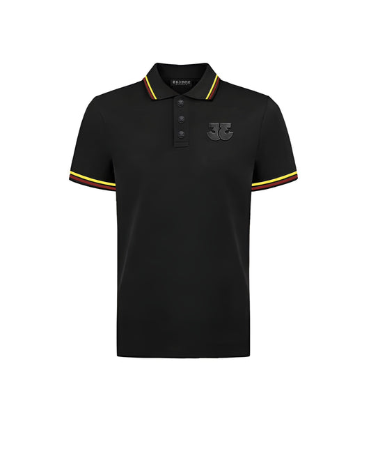TRӠYON Heritage Trim Cotton Piqué Polo - Onyx