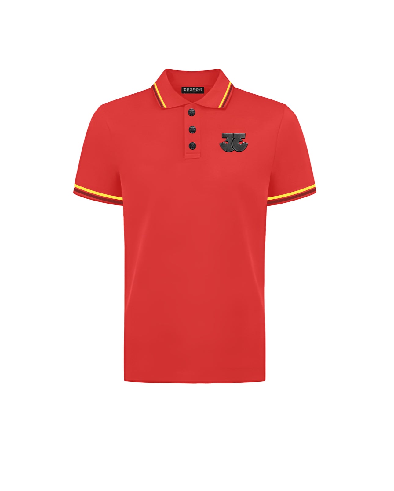 TRӠYON Heritage Trim Cotton Piqué Polo - Carmine