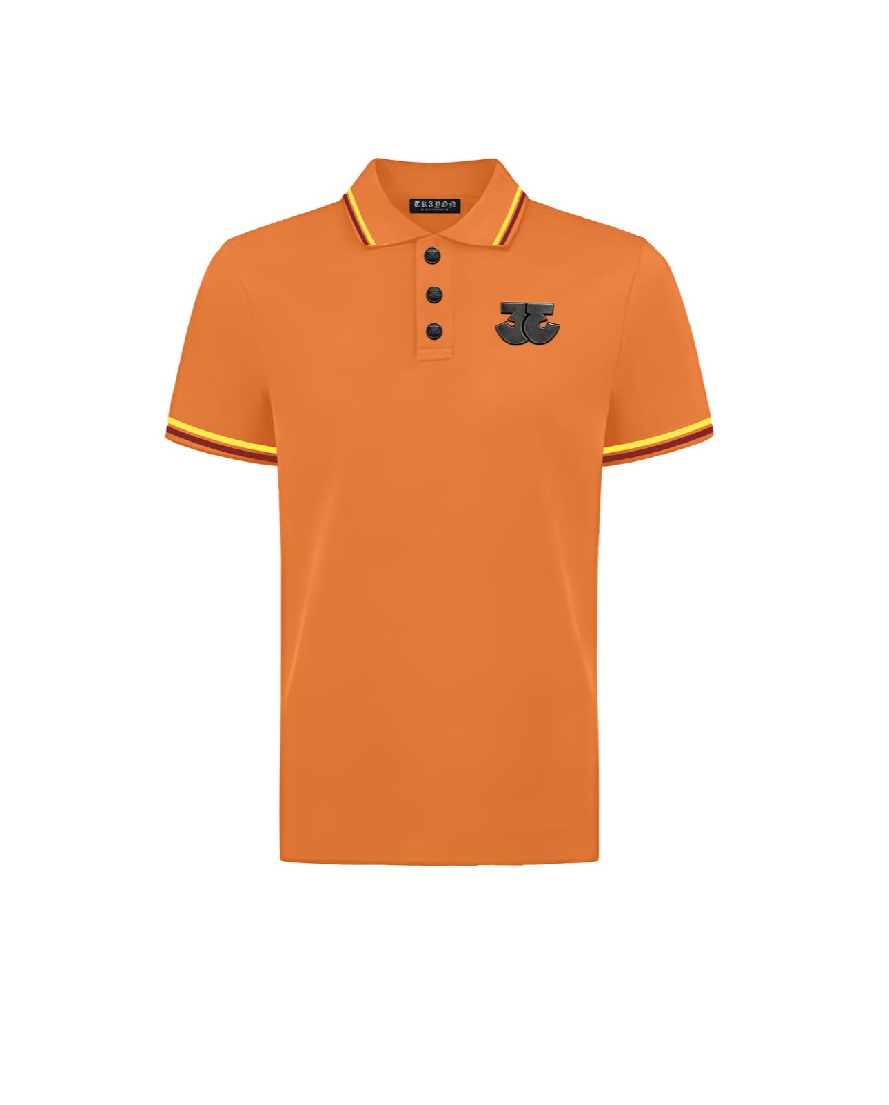 TRӠYON Heritage Trim Cotton Piqué Polo - Amber