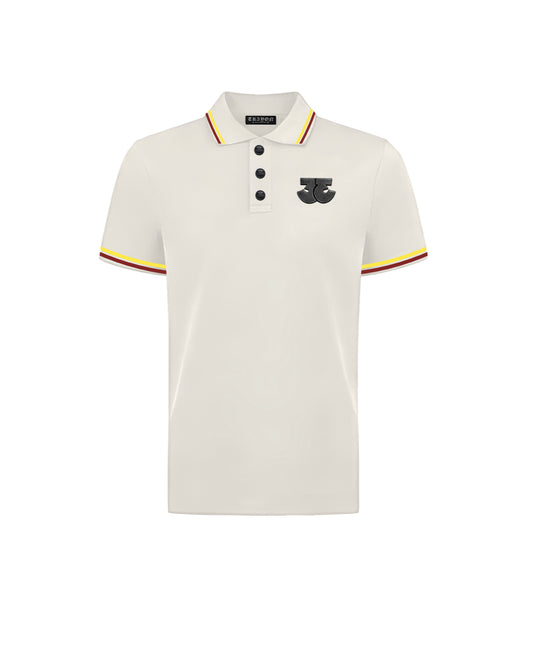 TRӠYON Heritage Trim Cotton Piqué Polo - Ecru