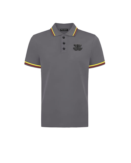 TRӠYON Heritage Trim Cotton Piqué Polo - Anthracite