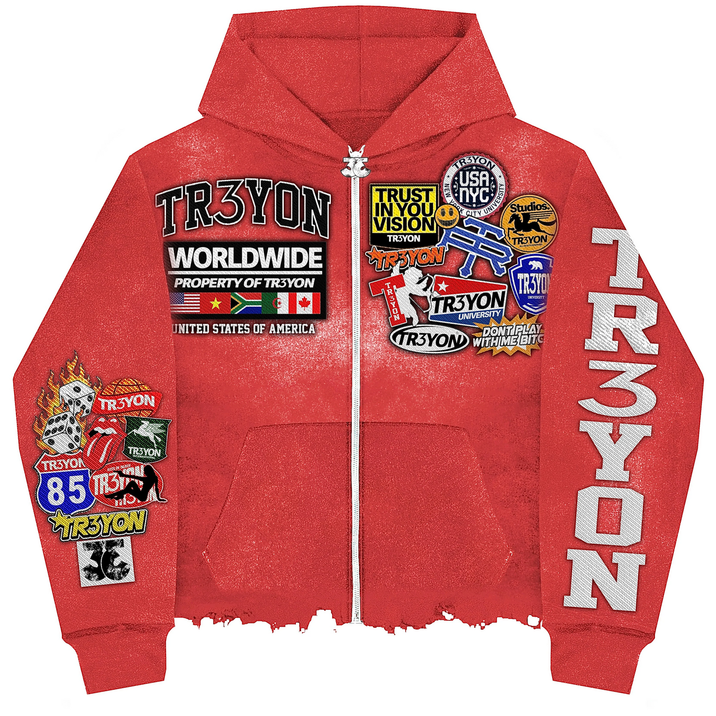 TRӠYON Patch Jacket - Cardnial Flame