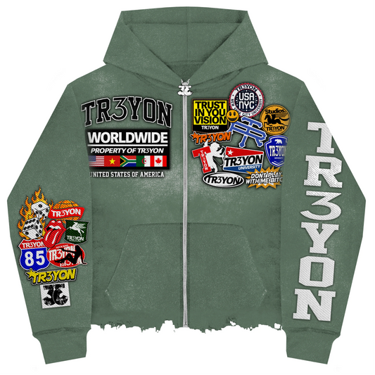 TRӠYON Patch Jacket - Olive Python