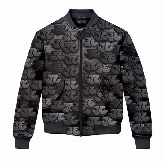TRӠYON Leather Monogram Bomber - Onyx
